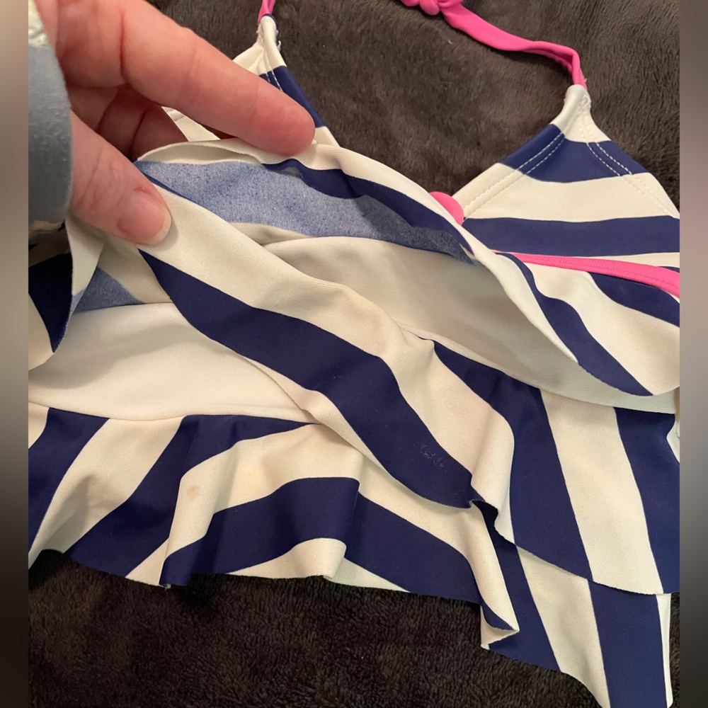 5for$20-Beach Native toddler navy,off-white,pink halter &tiered top bikini-Sz 4T - Picture 5 of 13